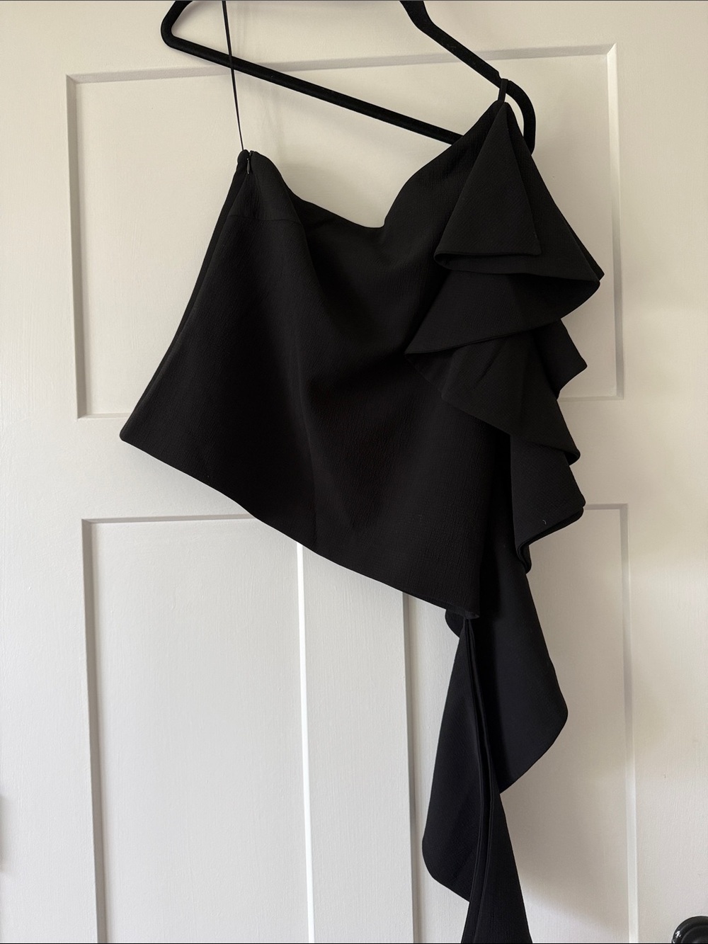 C/MEO Collective One-Shoulder Black Ruffle Top size Small